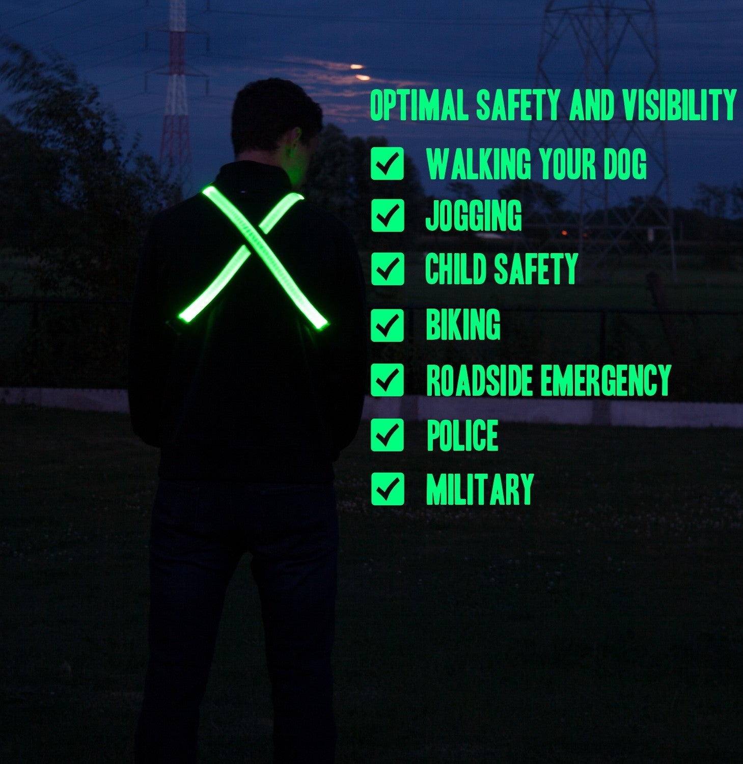 Led Reflective Belt Sash For Walking At Night,rechargeable Led Running Belt  For Runners Walkers,pin