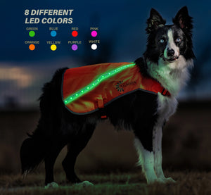 LED Dog Vest 2.0 - 8 Bright LED Colors in One Vest